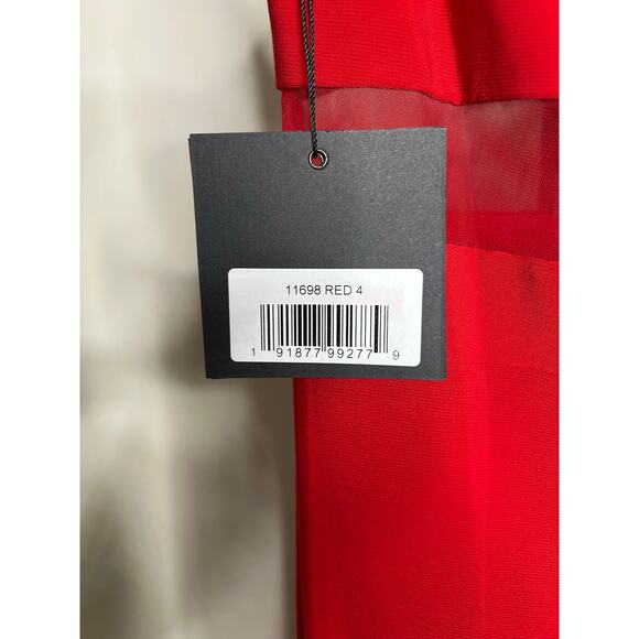 Ieena for MacDuggal-size 4-sheer mesh panel detail‎ column gown red NWT - Picture 6 of 8